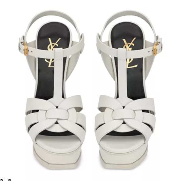 Saint Laurent Tribute Platform Sandals in Smooth Leather - Picture 1 of 3